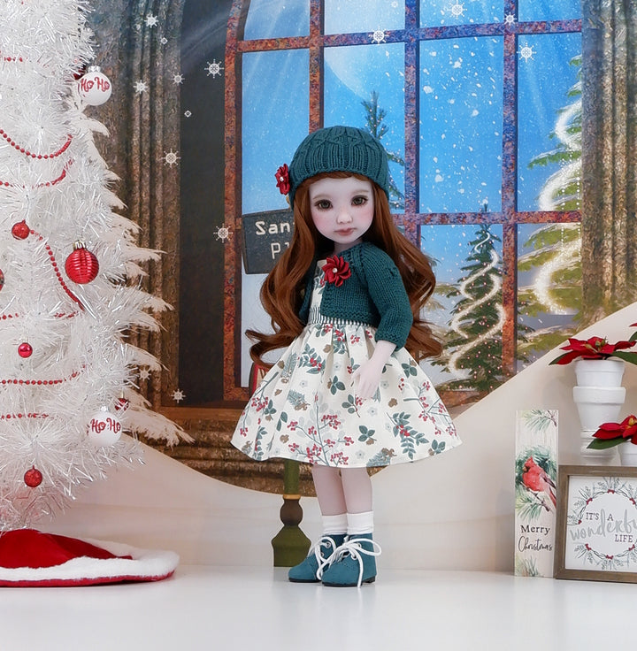Winter Pine Berries - dress, sweater and boots for Ruby Red Fashion Friends doll