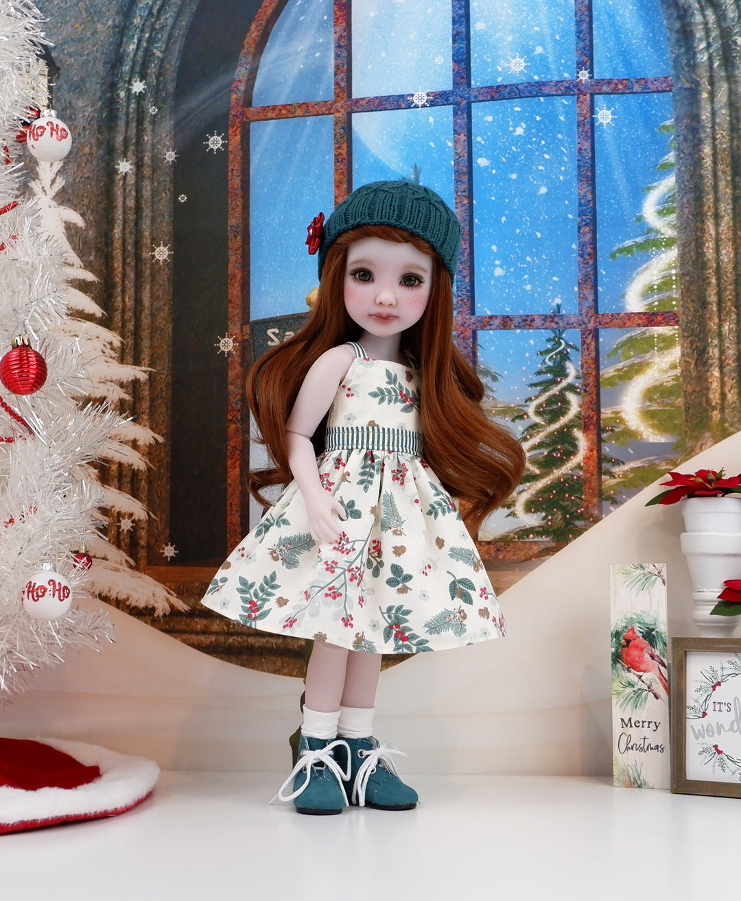 Winter Pine Berries - dress, sweater and boots for Ruby Red Fashion Friends doll