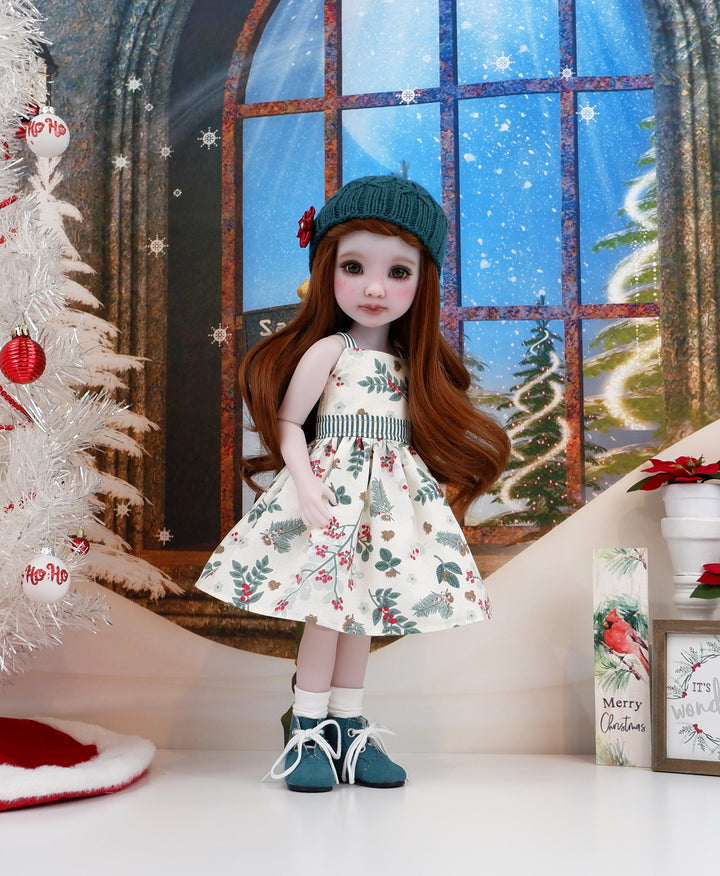 Winter Pine Berries - dress, sweater and boots for Ruby Red Fashion Friends doll