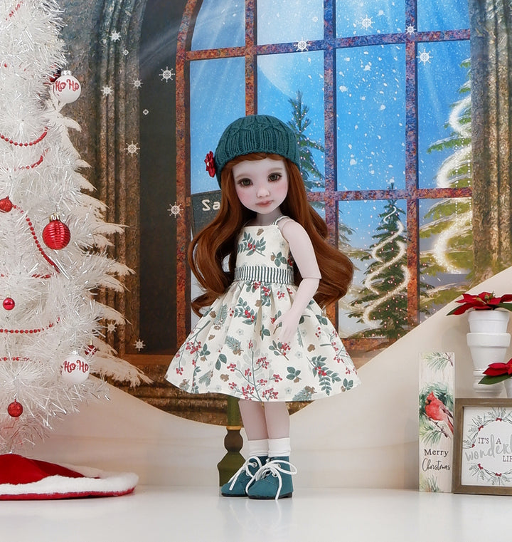 Winter Pine Berries - dress, sweater and boots for Ruby Red Fashion Friends doll