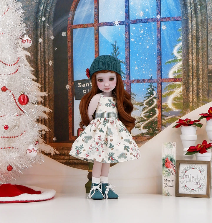 Winter Pine Berries - dress, sweater and boots for Ruby Red Fashion Friends doll