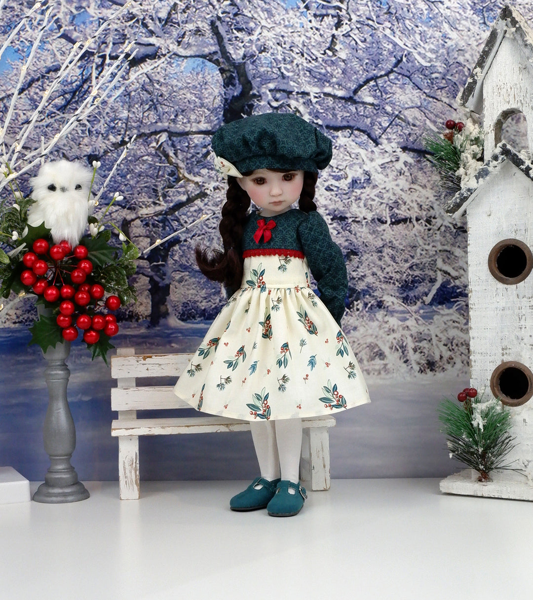 Winterberries & Pine - dress with shoes for Ruby Red Fashion Friends doll