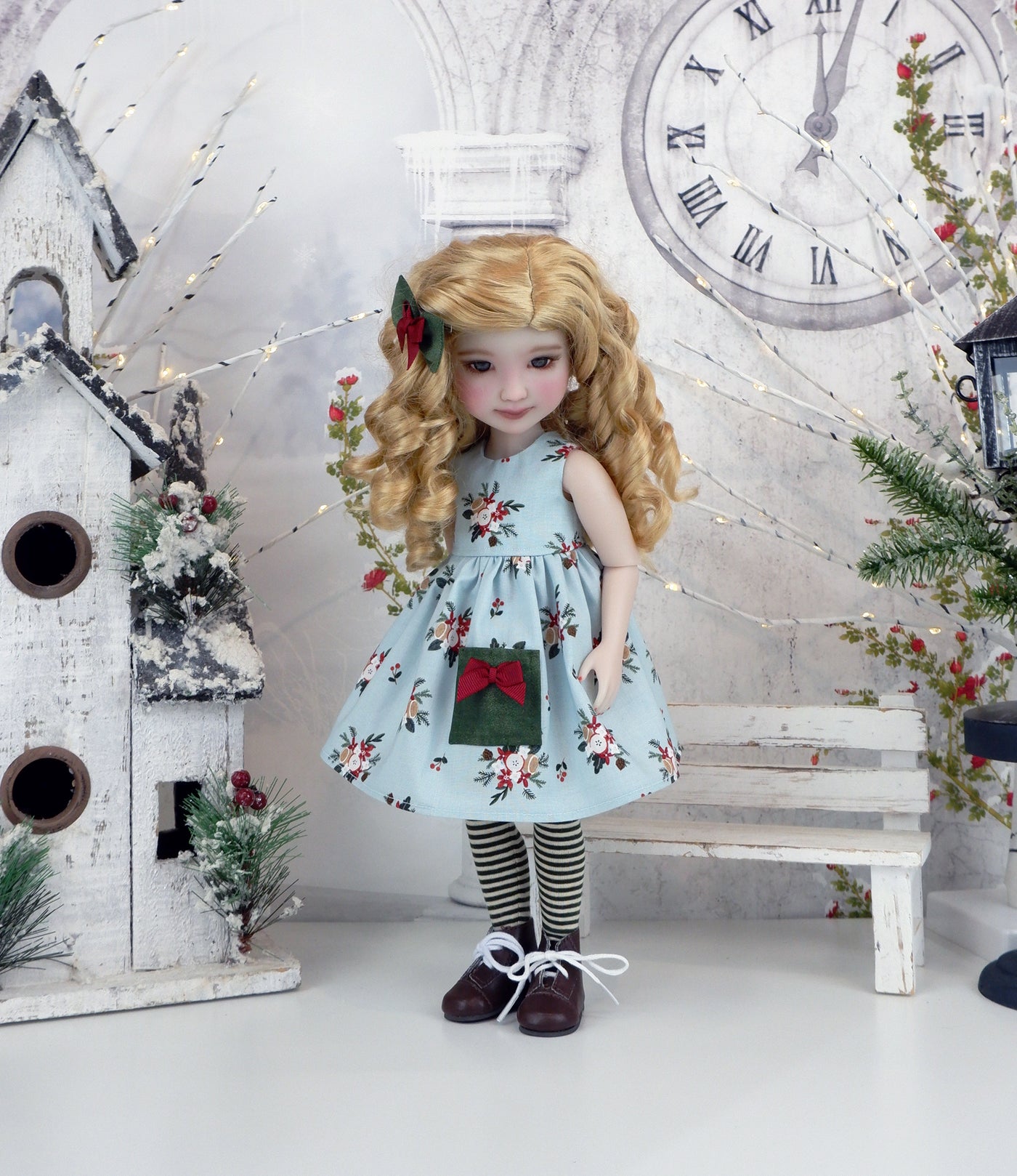 Winterland Bouquet - dress with sweater & boots for Ruby Red Fashion Friends doll