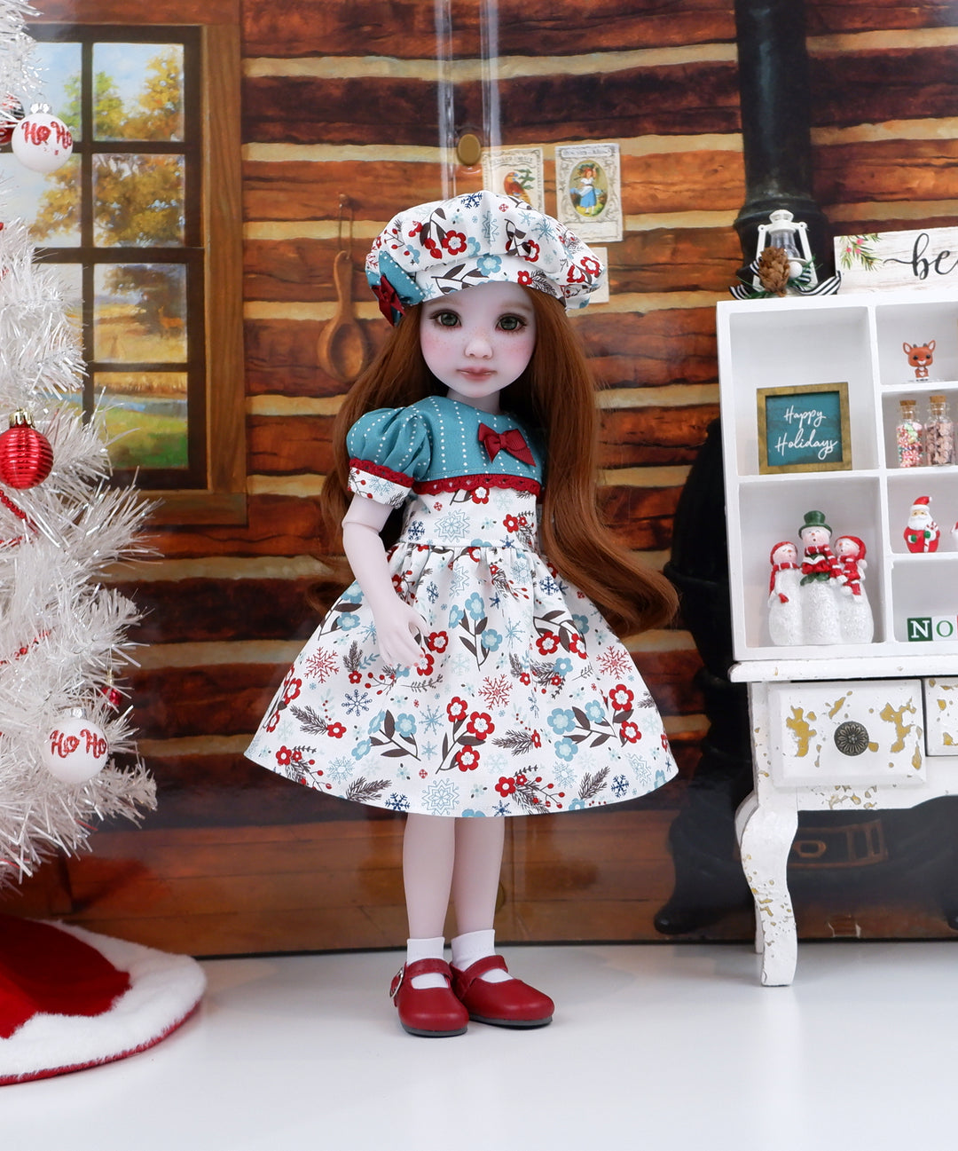 Winterland Floral - dress with shoes for Ruby Red Fashion Friends doll