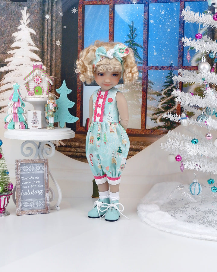 Winter's Gingerbread House - romper with boots for Ruby Red Fashion Friends doll