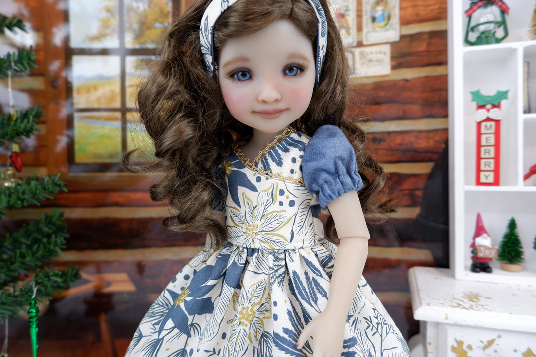 Wintertide Poinsettias - dress with shoes for Ruby Red Fashion Friends doll
