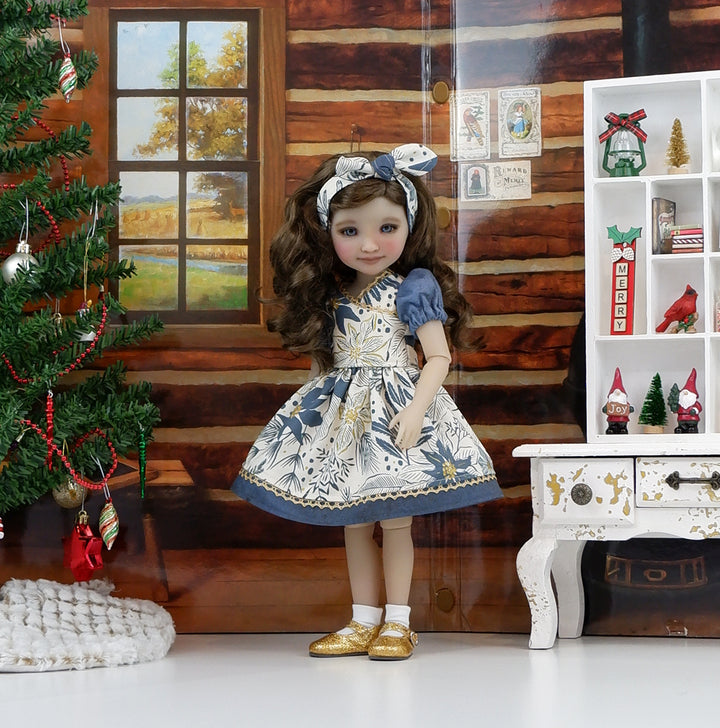 Wintertide Poinsettias - dress with shoes for Ruby Red Fashion Friends doll