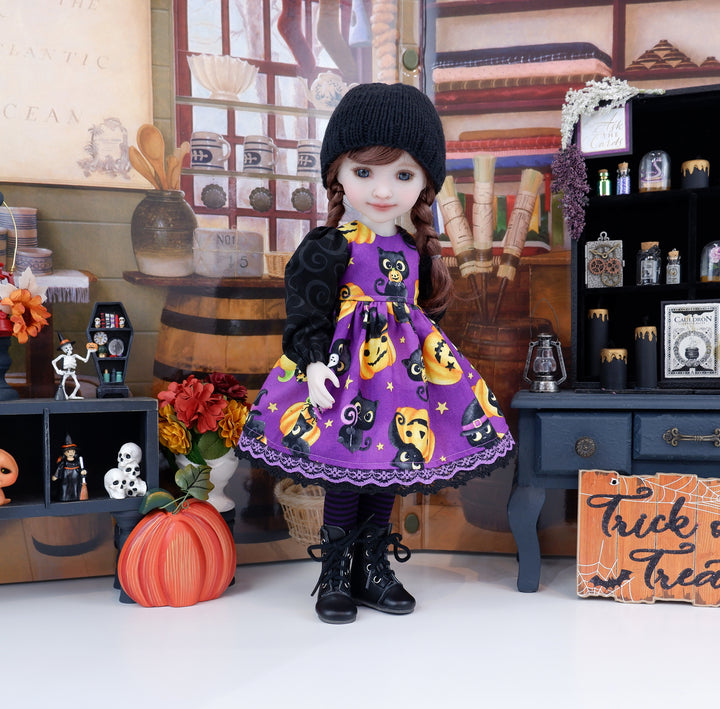Witch's Kitty - dress ensemble with boots for Ruby Red Fashion Friends doll