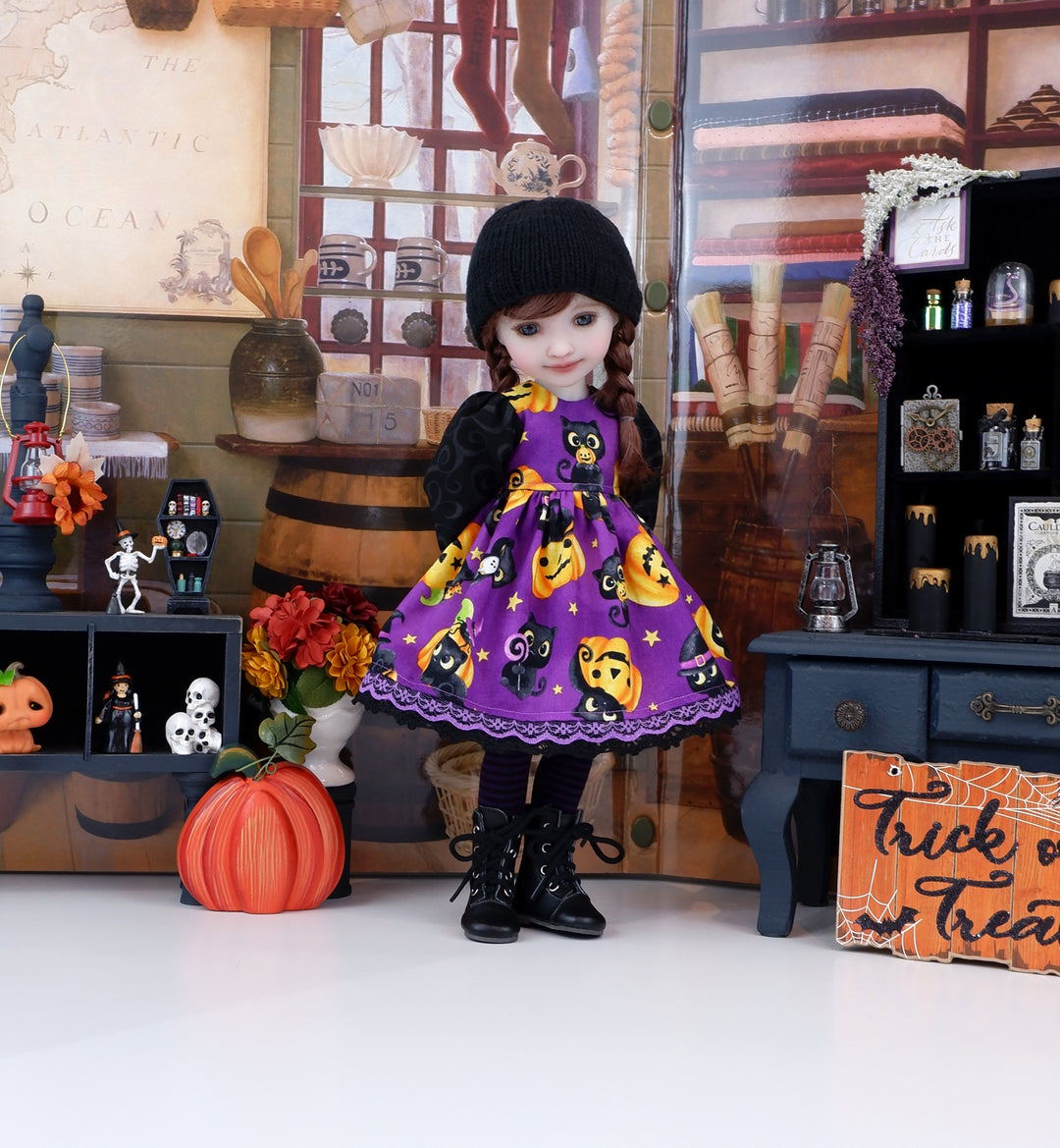 Witch's Kitty - dress ensemble with boots for Ruby Red Fashion Friends doll