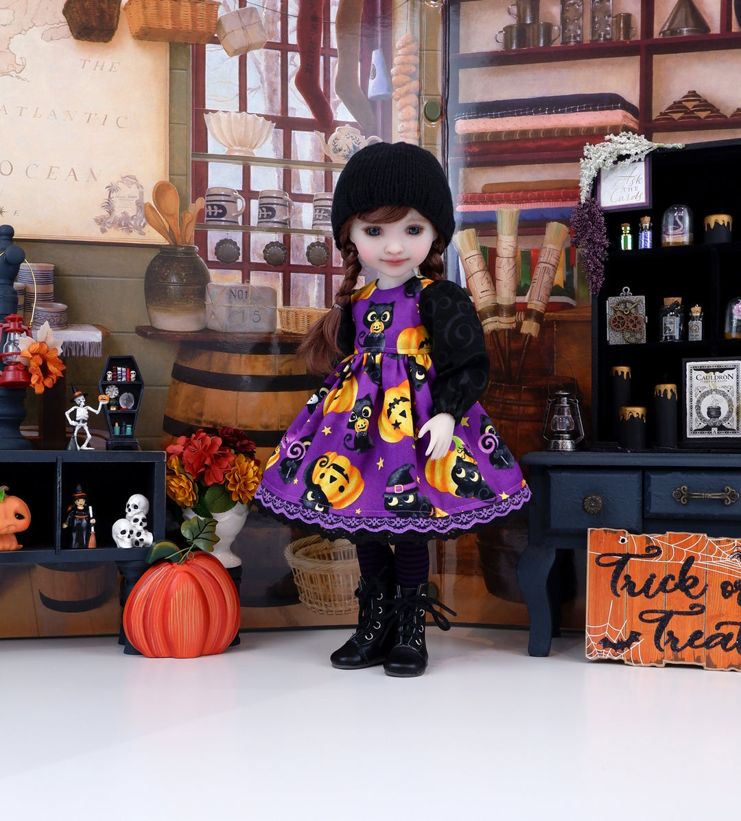 Witch's Kitty - dress ensemble with boots for Ruby Red Fashion Friends doll