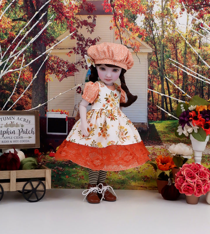 Woodland Flowers - dress & pinafore with hat and boots for Ruby Red Fashion Friends doll