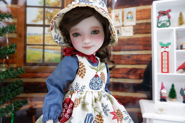 Woodland Ornaments - dress &amp; pinafore with boots for Ruby Red Fashion Friends doll