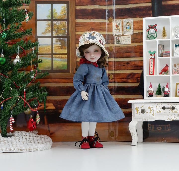 Woodland Ornaments - dress &amp; pinafore with boots for Ruby Red Fashion Friends doll