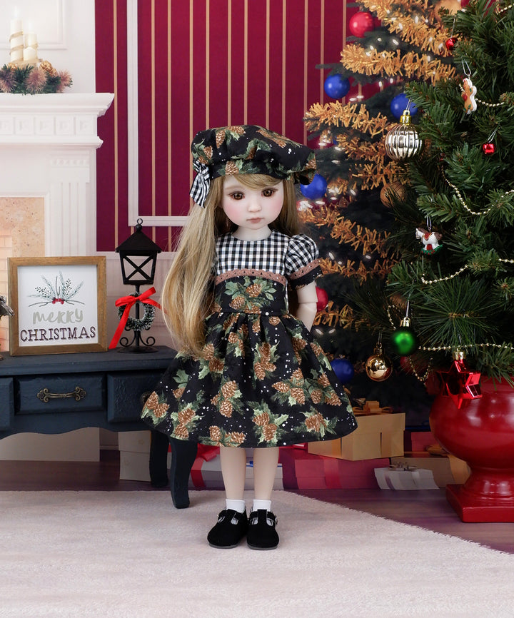 Woodland Pine Cones - dress and shoes for Ruby Red Fashion Friends doll