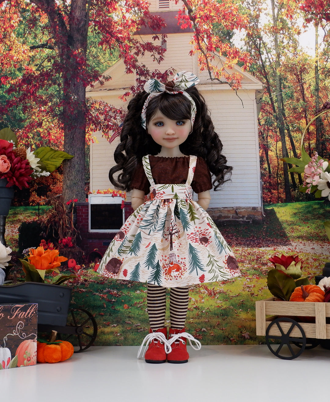 Woodsy Animals - blouse &amp; jumper with boots for Ruby Red Fashion Friends doll