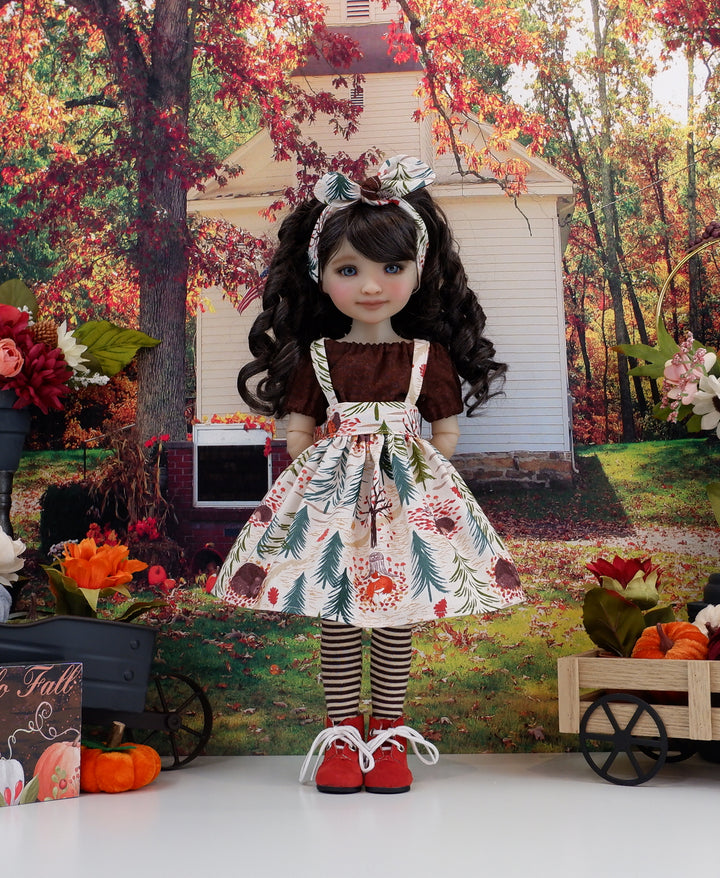 Woodsy Animals - blouse &amp; jumper with boots for Ruby Red Fashion Friends doll