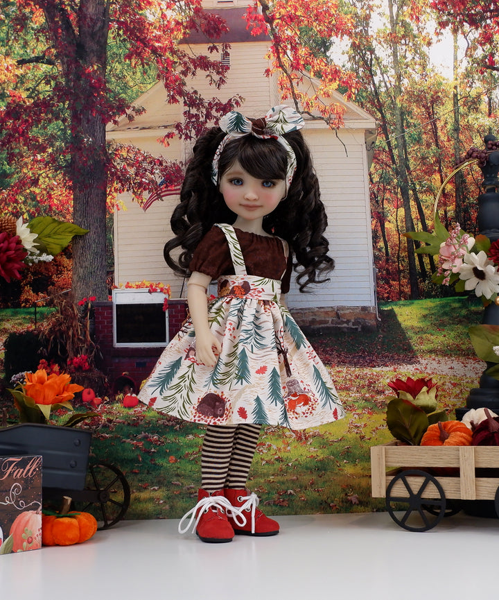 Woodsy Animals - blouse &amp; jumper with boots for Ruby Red Fashion Friends doll