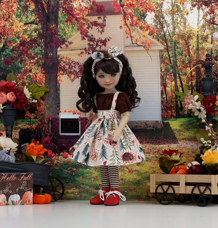 Woodsy Animals - blouse &amp; jumper with boots for Ruby Red Fashion Friends doll
