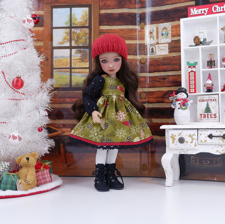 Woodsy Ornaments - dress with boots for Ruby Red Fashion Friends doll
