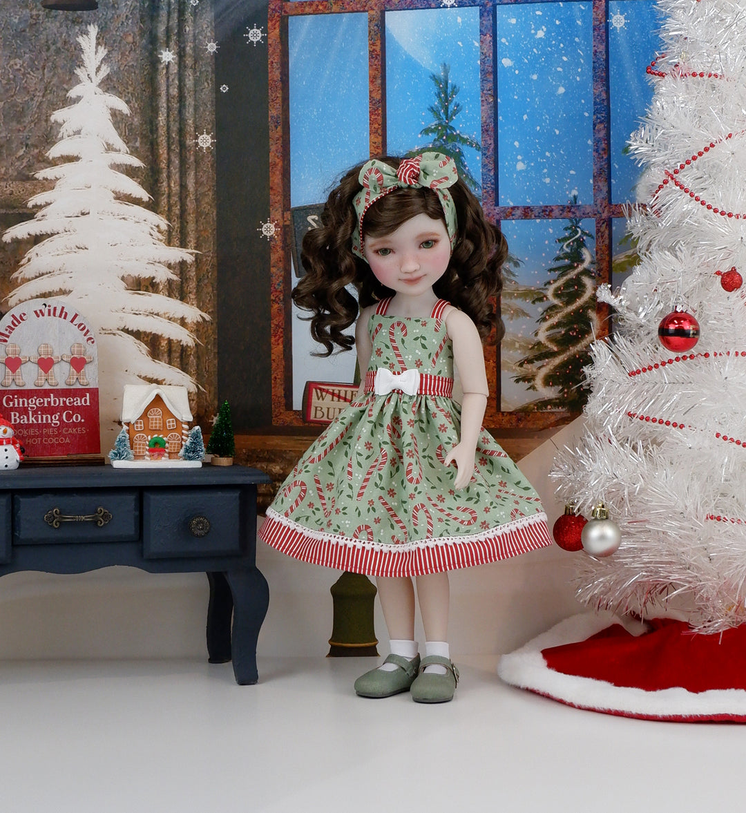 Xmas Candy Cane - dress with shoes for Ruby Red Fashion Friends doll Cottontail Doll Designs Xmas Candy Cane - dress with shoes for Ruby Red Fashion Friends doll Cottontail Doll Designs