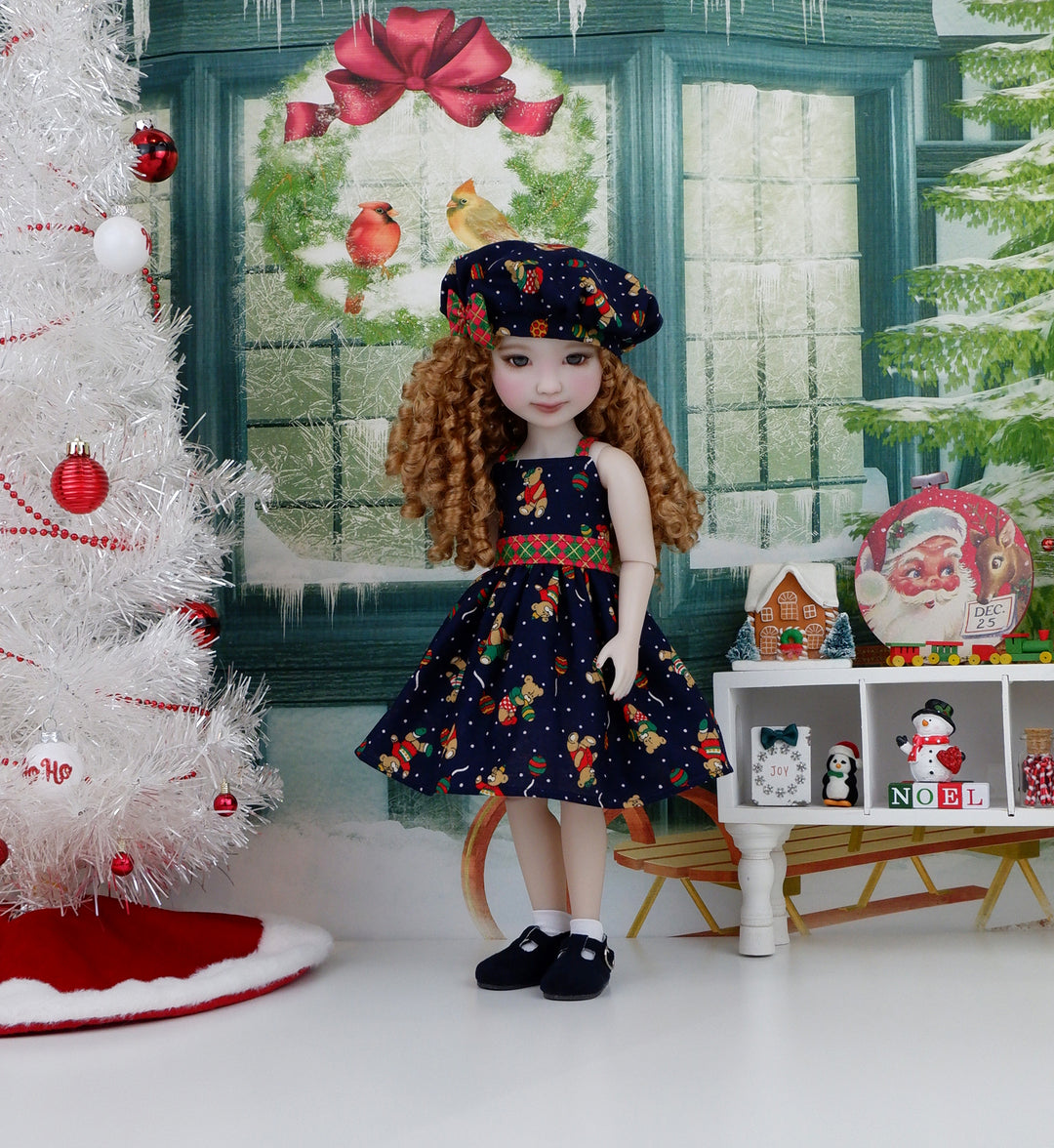 Xmas Teddybear - dress with shoes for Ruby Red Fashion Friends doll