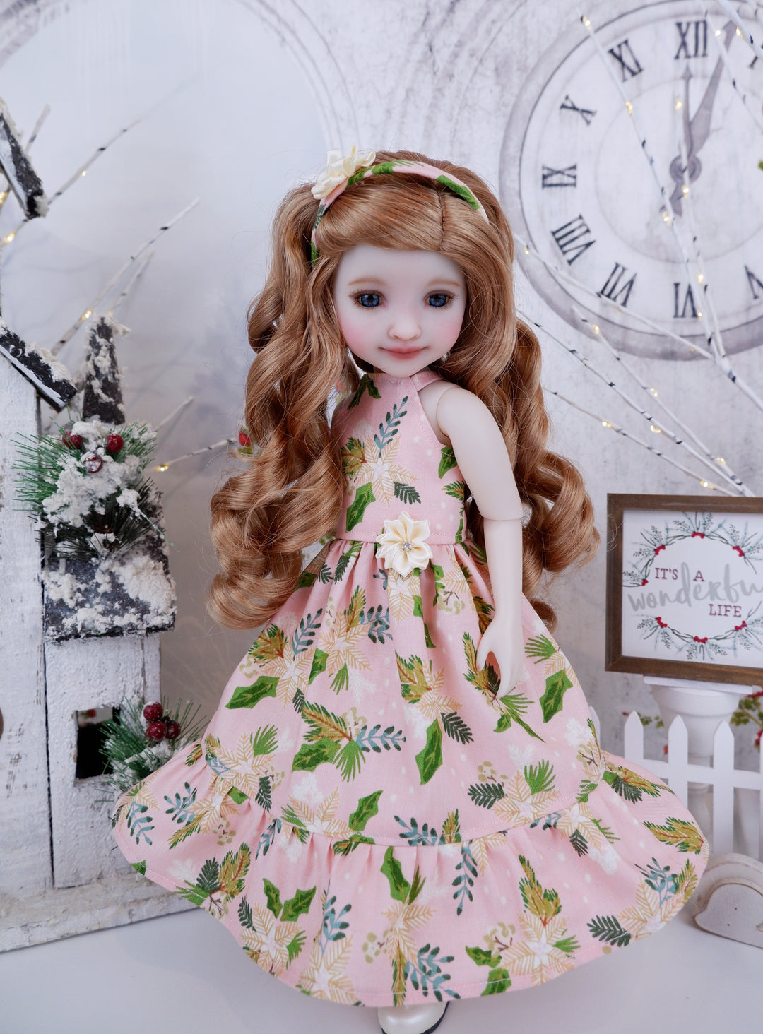 Yuletide Blooms - dress with shoes for Ruby Red Fashion Friends doll