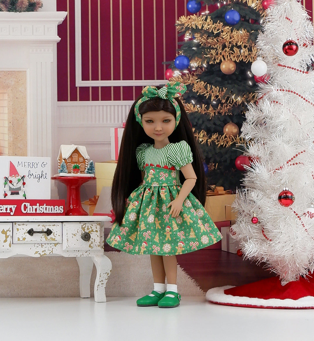 Yuletide Gingerbread - dress with shoes for Ruby Red Fashion Friends doll