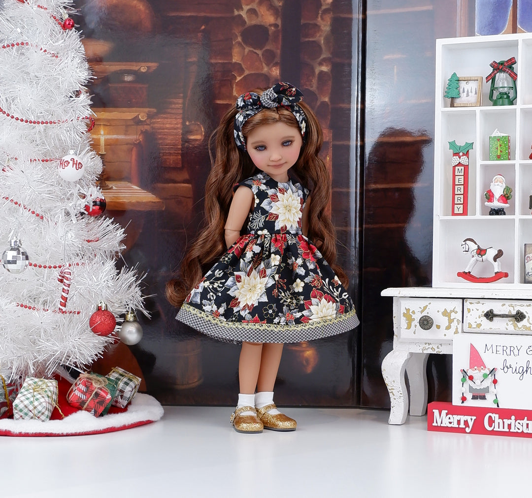 Yuletide Poinsettia - dress with shoes for Ruby Red Fashion Friends doll
