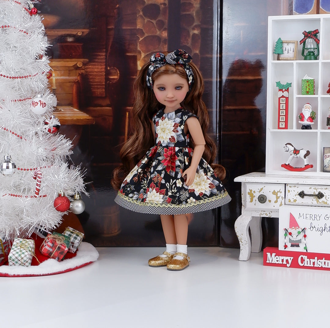 Yuletide Poinsettia - dress with shoes for Ruby Red Fashion Friends doll