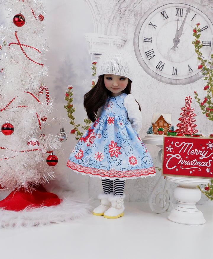 Yuletide Snow - dress ensemble with boots for Ruby Red Fashion Friends doll