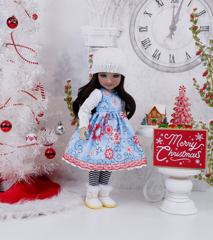 Yuletide Snow - dress ensemble with boots for Ruby Red Fashion Friends doll