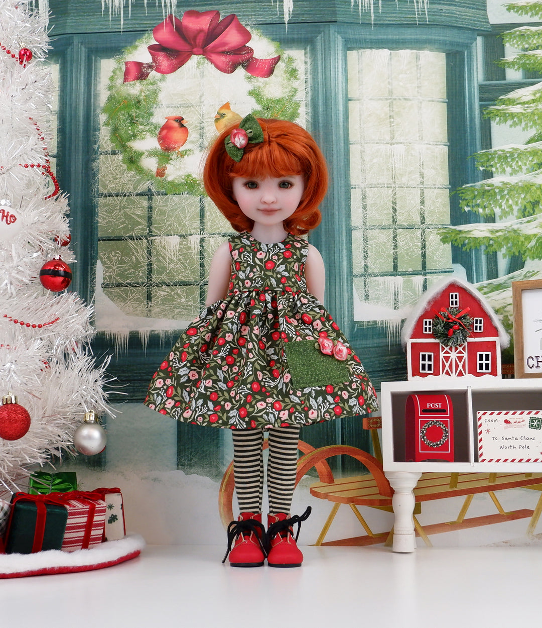 Yuletide Wildflowers - dress with boots for Ruby Red Fashion Friends doll