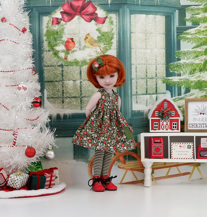 Yuletide Wildflowers - dress with boots for Ruby Red Fashion Friends doll