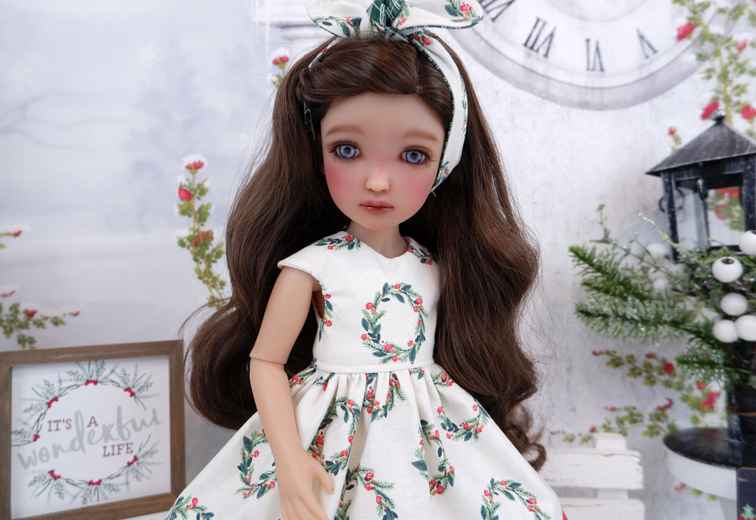 Yuletide Wreath - dress with shoes for Ruby Red Fashion Friends doll