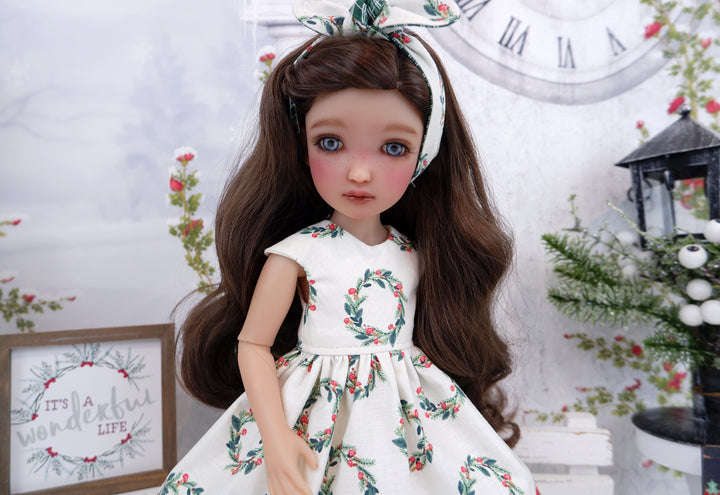 Yuletide Wreath - dress with shoes for Ruby Red Fashion Friends doll