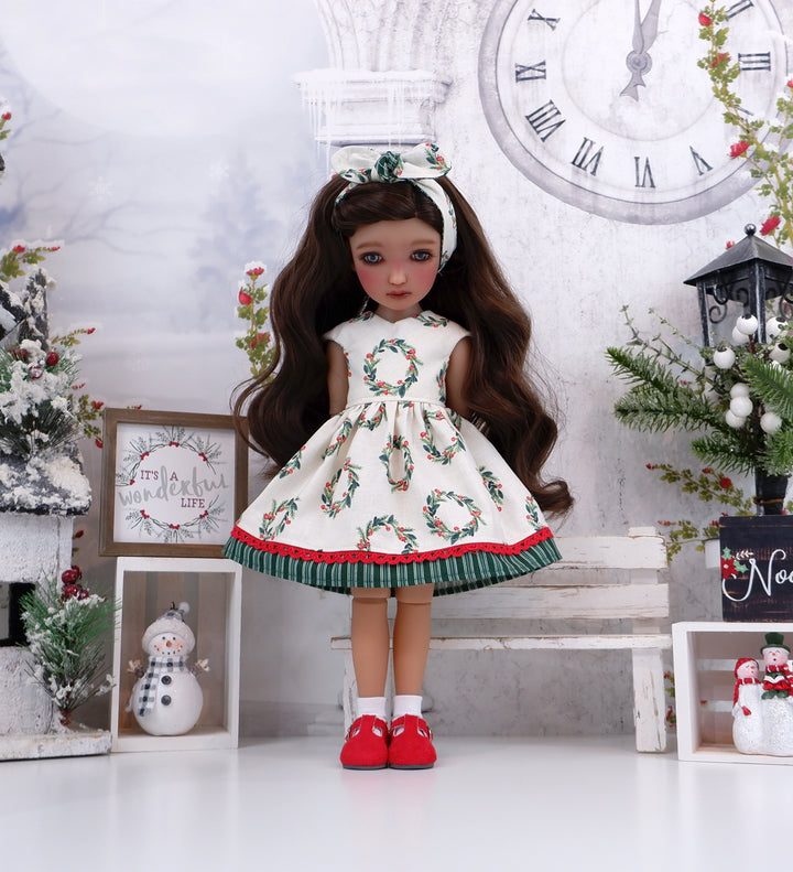 Yuletide Wreath - dress with shoes for Ruby Red Fashion Friends doll