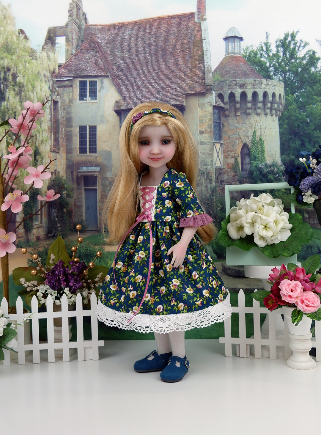 Alpine Morning Glory - dirndl dress ensemble with shoes for Ruby Red Fashion Friends doll