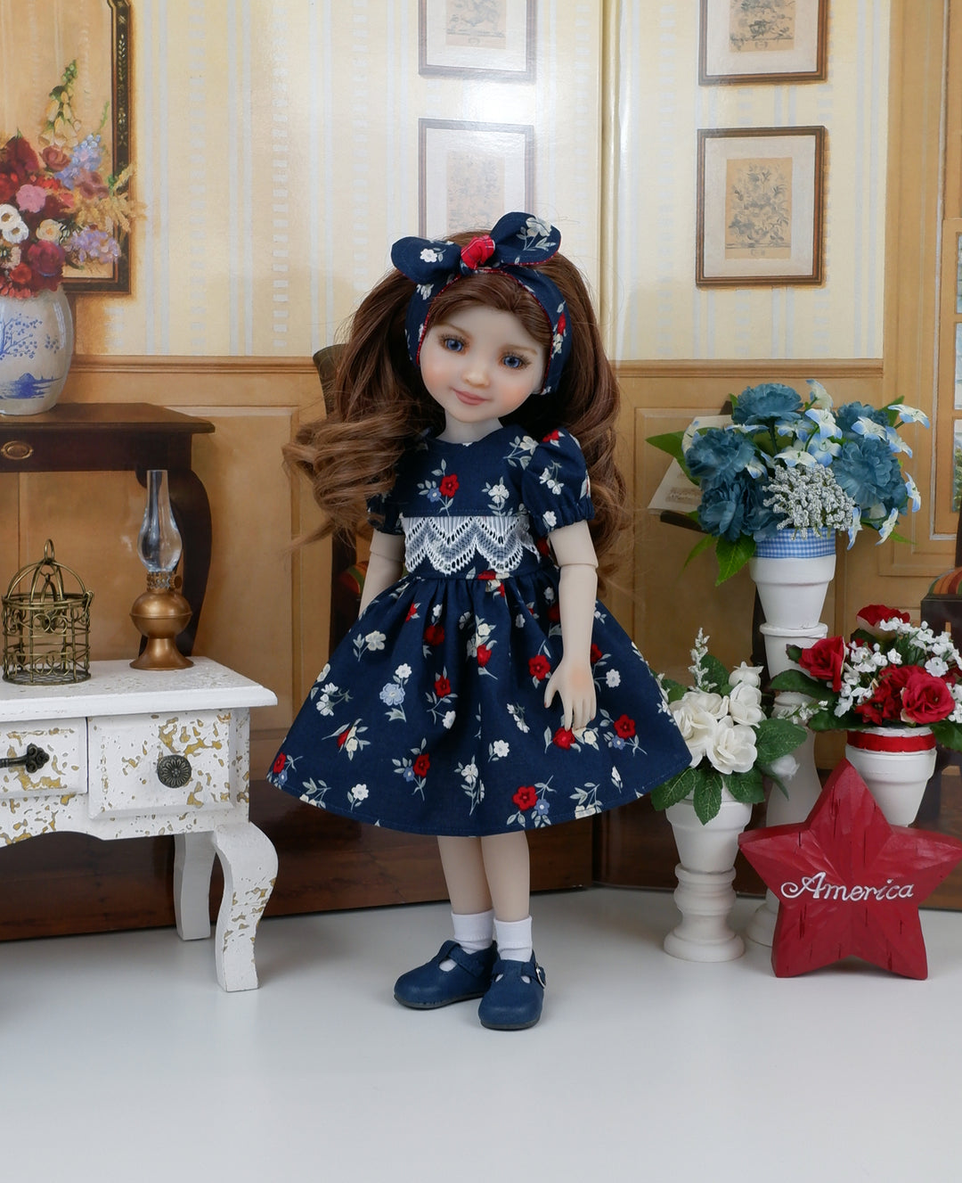 American Floral - dress with shoes for Ruby Red Fashion Friends doll