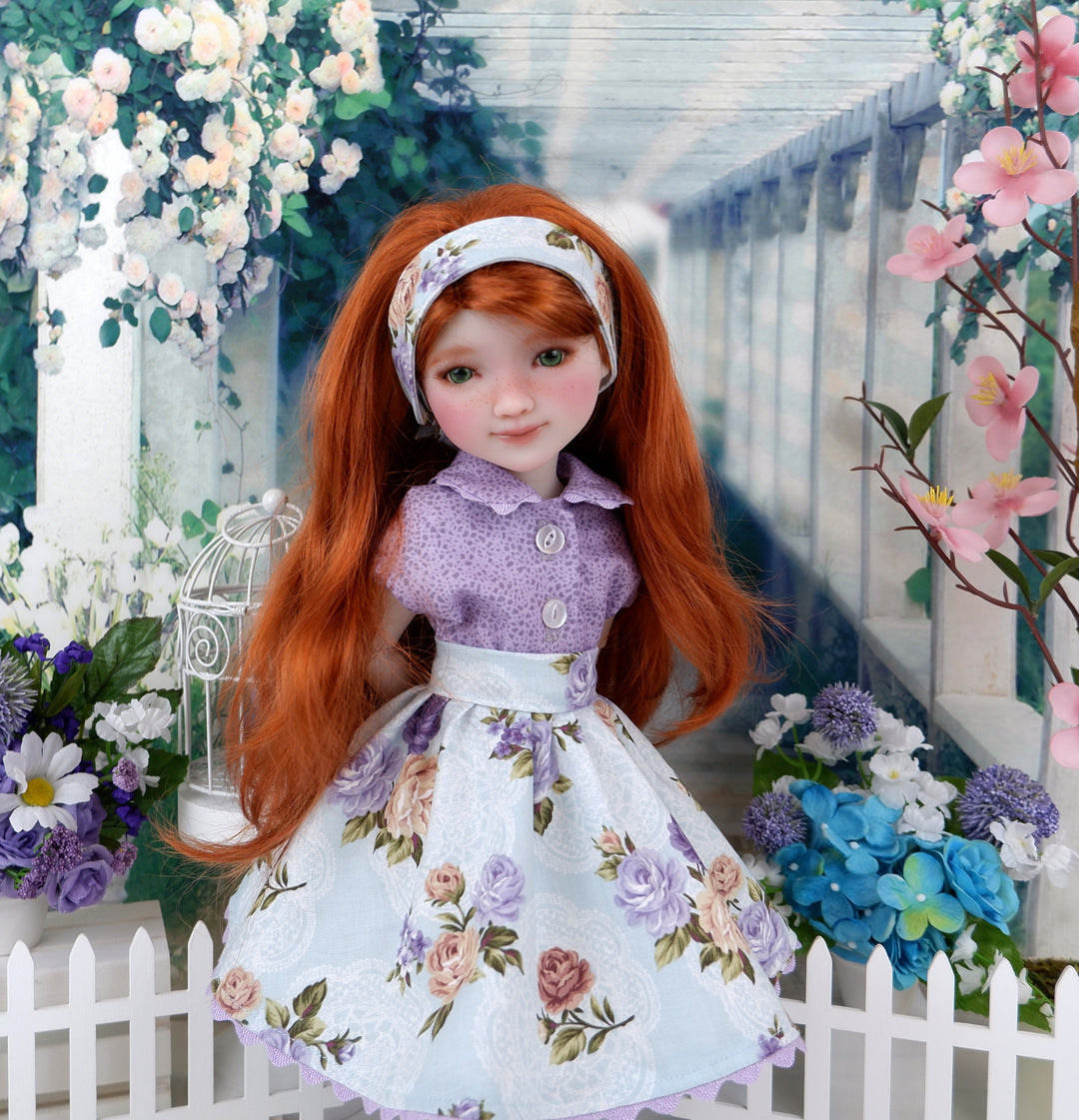 Antique Roses - blouse & skirt with shoes for Ruby Red Fashion Friends doll