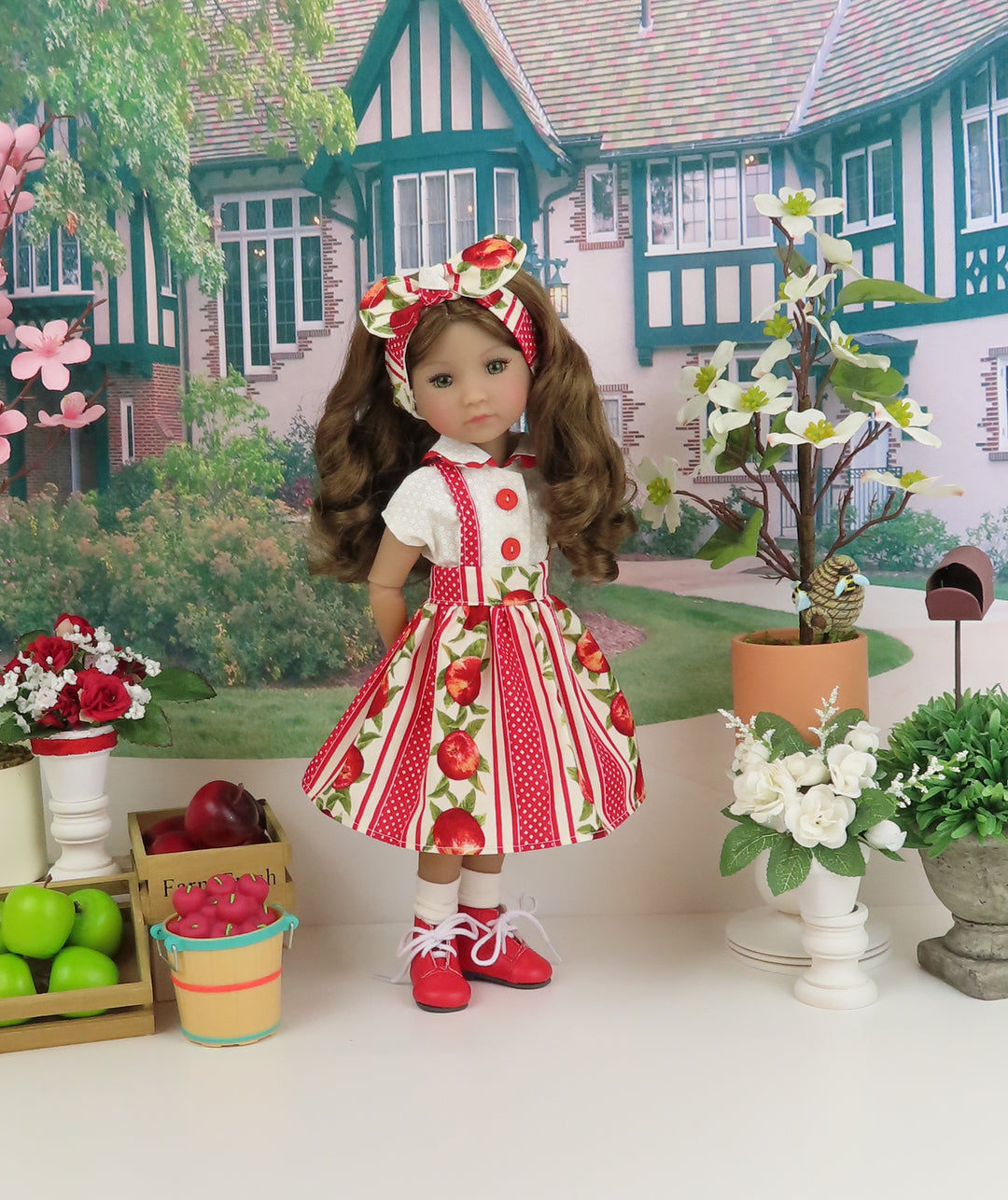 Apple Cobbler - blouse & jumper with boots for Ruby Red Fashion Friends doll