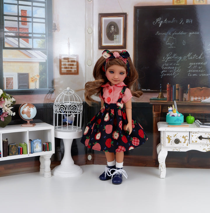 Apple for Teacher - blouse & jumper with boots for Ruby Red Fashion Friends doll