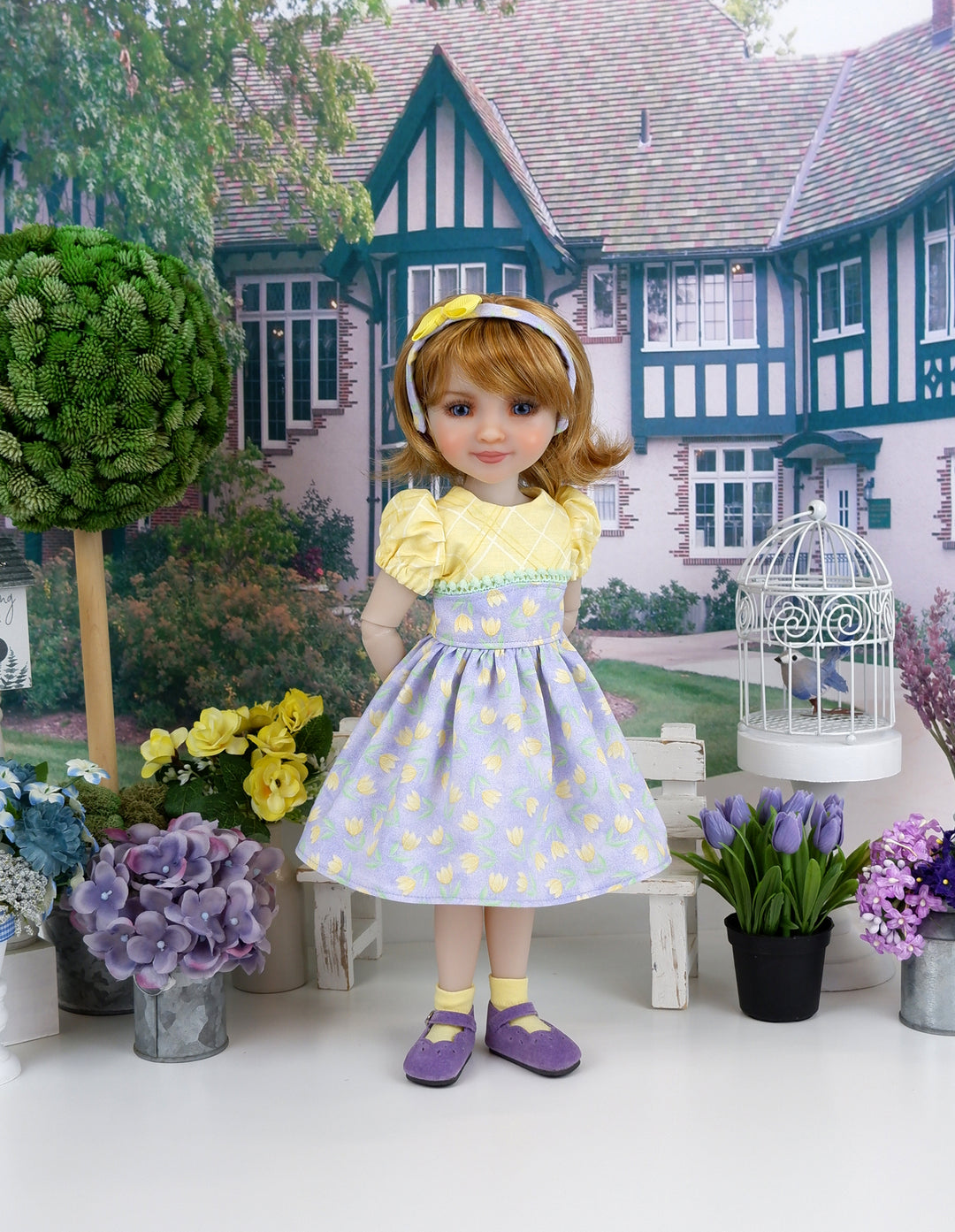 April Tulips - dress ensemble with shoes for Ruby Red Fashion Friends doll