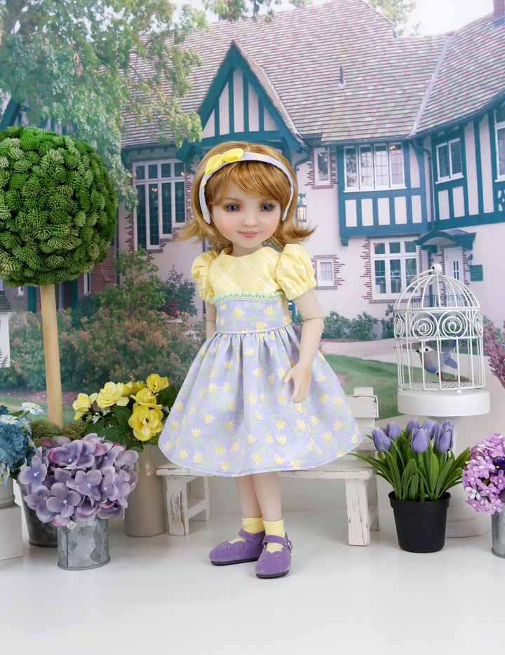 April Tulips - dress ensemble with shoes for Ruby Red Fashion Friends doll