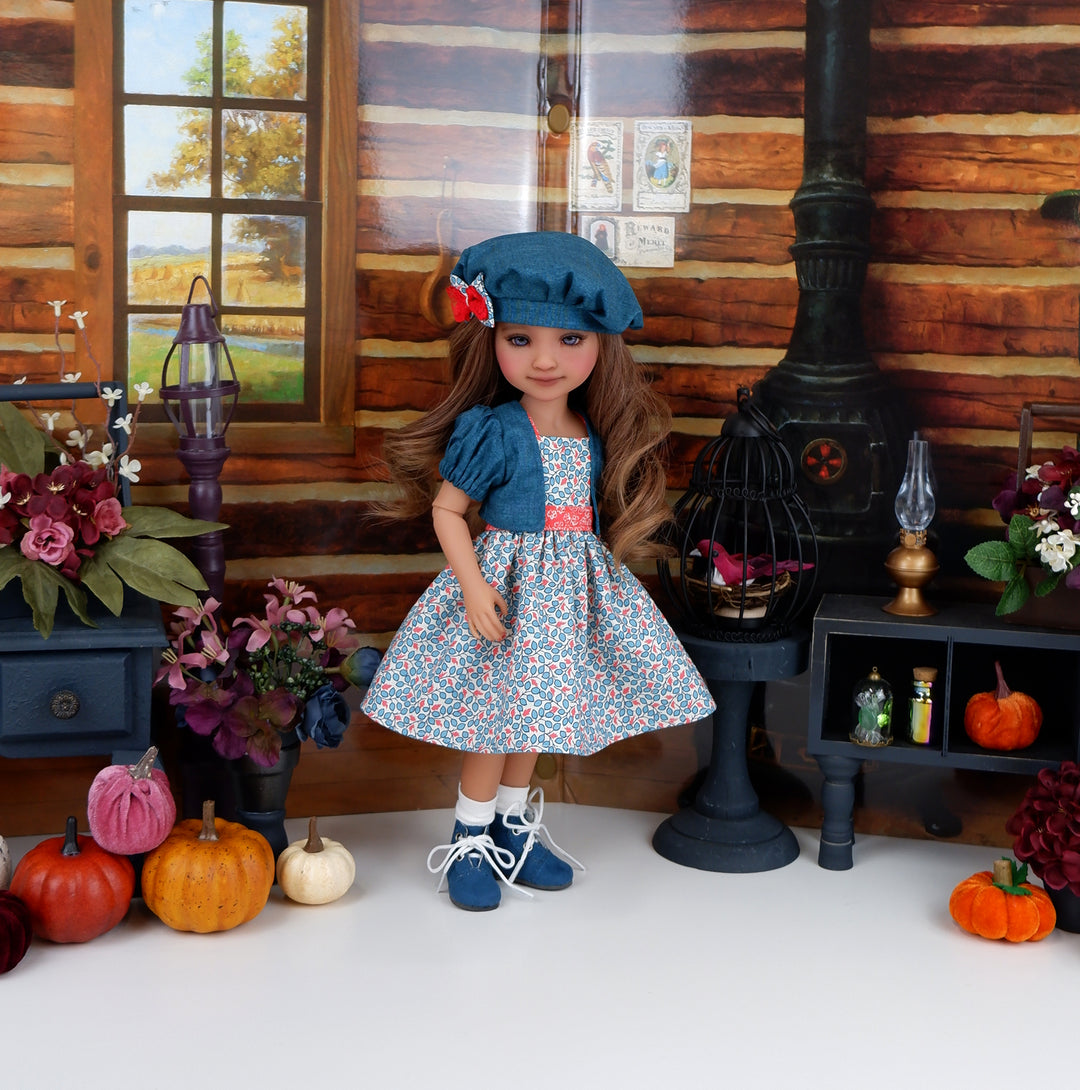 Aspen Leaves - dress & jacket with boots for Ruby Red Fashion Friends doll
