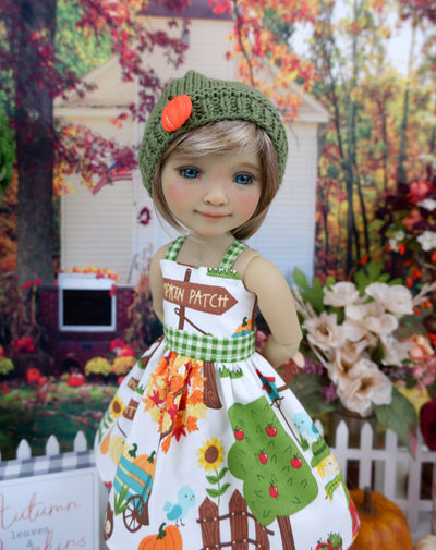At the Pumpkin Patch - dress and sweater set with shoes for Ruby Red Fashion Friends doll