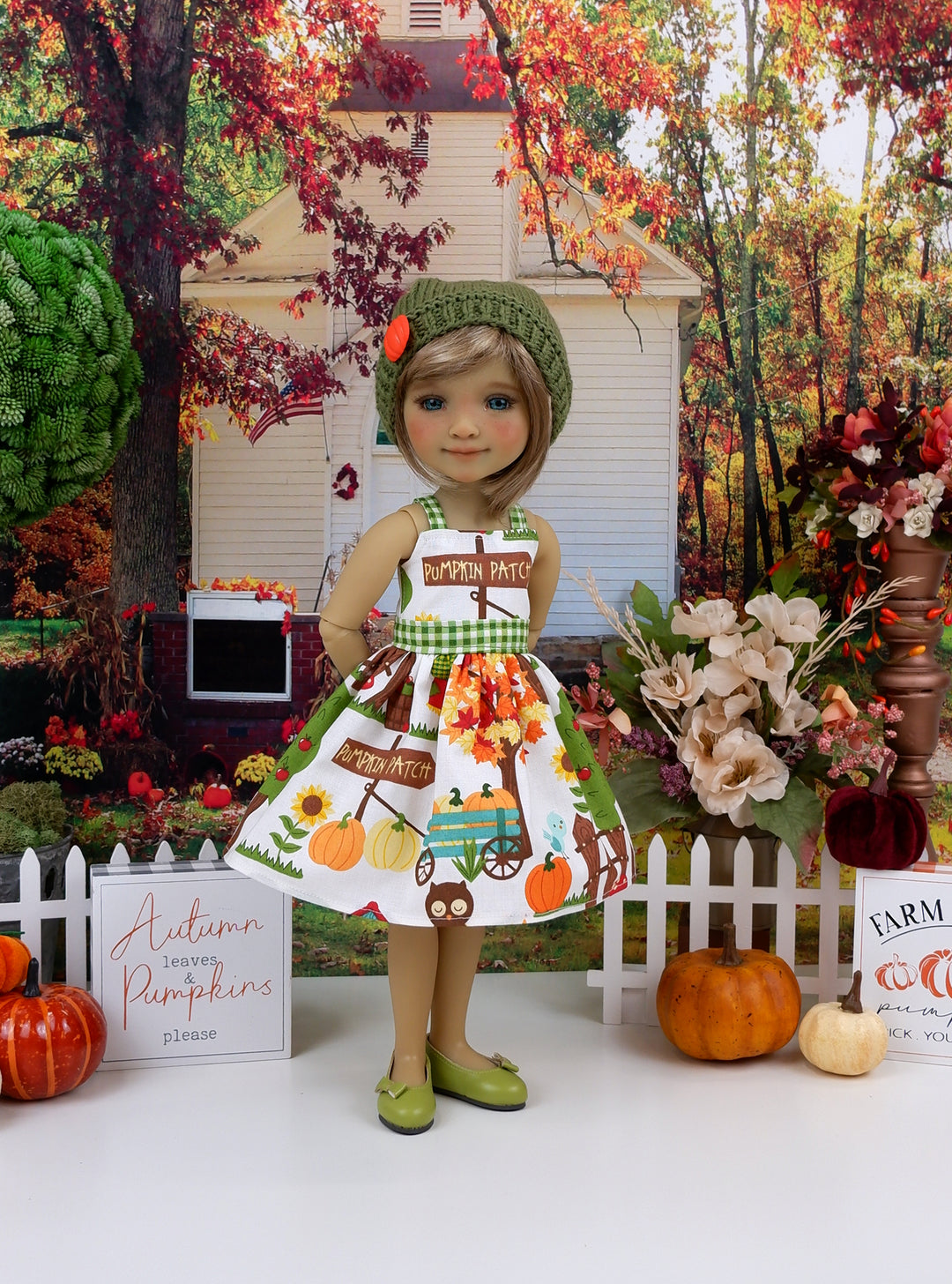 At the Pumpkin Patch - dress and sweater set with shoes for Ruby Red Fashion Friends doll