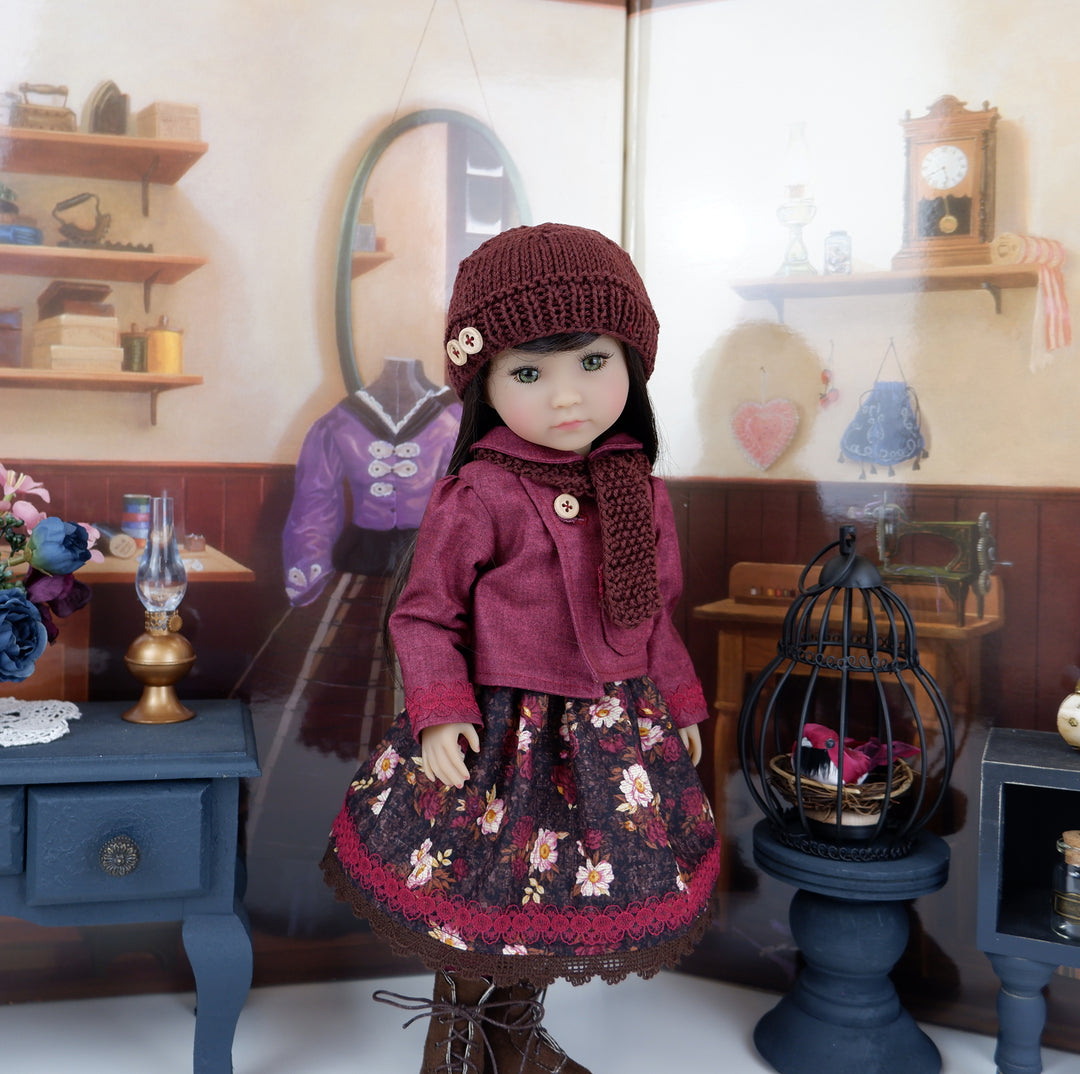 Autumn Bouquet - dress & jacket with boots for Ruby Red Fashion Friends doll
