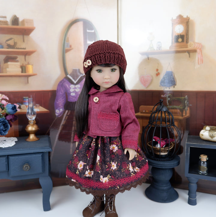 Autumn Bouquet - dress & jacket with boots for Ruby Red Fashion Friends doll