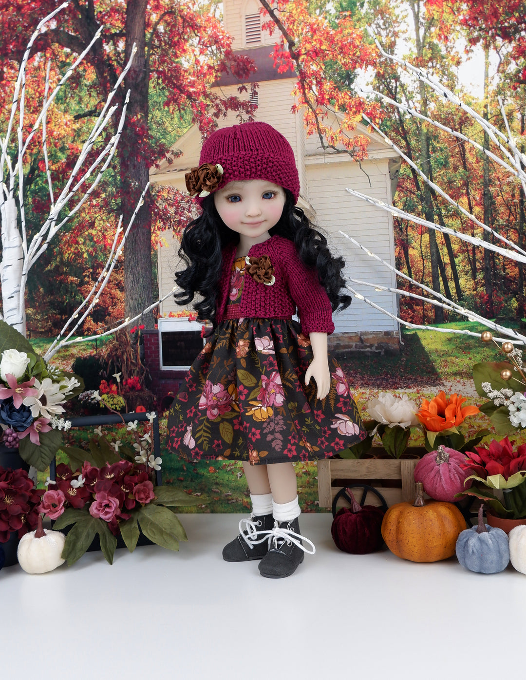 Autumn Ferns - dress and sweater set with boots for Ruby Red Fashion Friends doll
