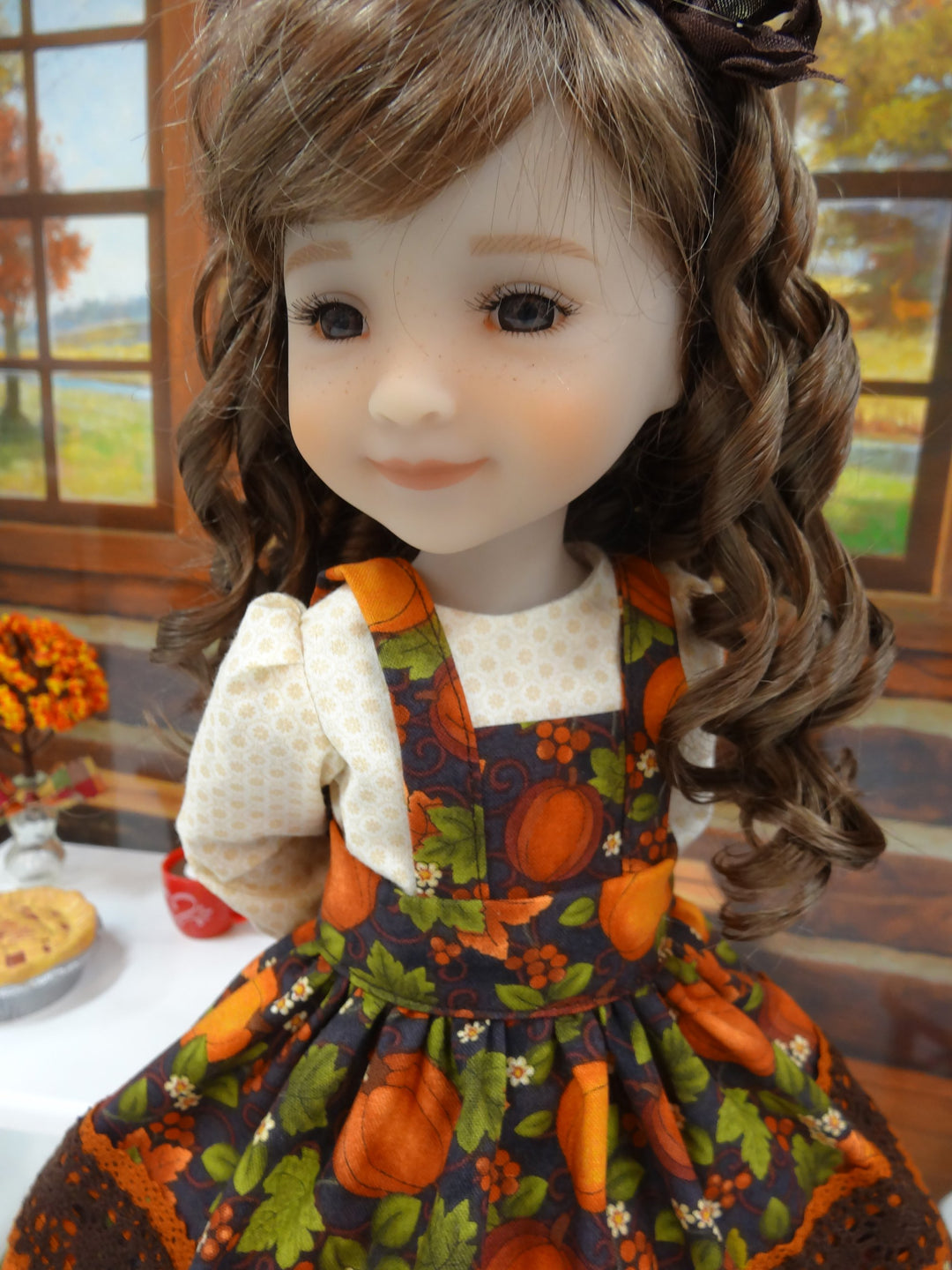 Autumn Pumpkin - dress & apron for Ruby Red Fashion Friends doll